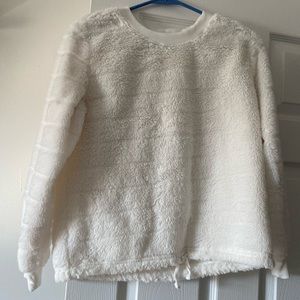 White faux fur sweater
